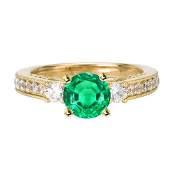 Echter Edler Smaragd Edelstein-Ring – 14K Gelbgold 2 Karat