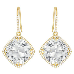 14K Gelbgold Edler Diamant Ohrhänger – 11,50-Karat Kissen-Schliff