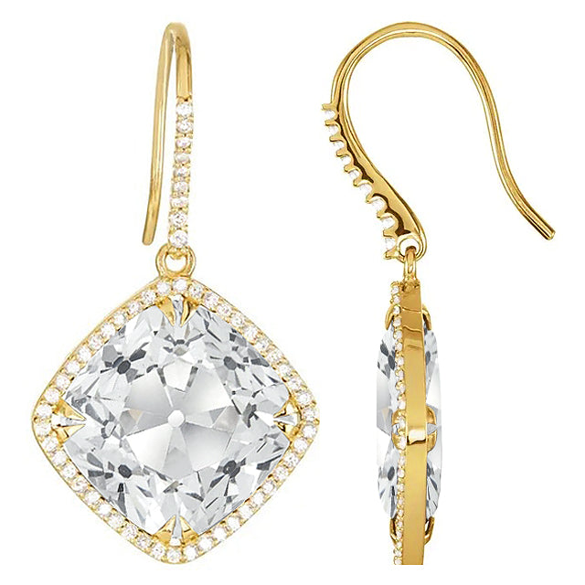 Authentischer Edler Diamant Ohrhänger 11,50 Karat 14K Gelbgold – Frontansicht