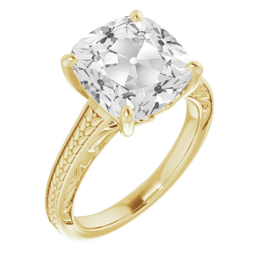 Cushion Diamant Ring in 14K Gelbgold – Hauptansicht