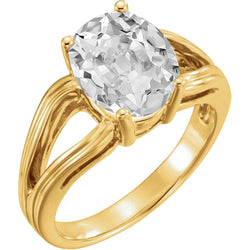 Handgefertigter Antik-Kissen-Schliff Diamant Einzelstein-Ring