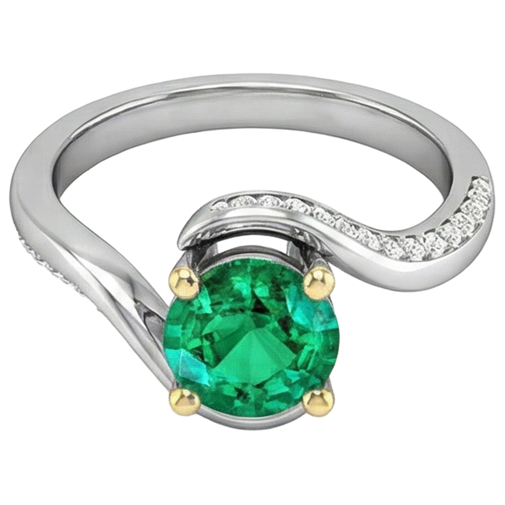 Hochwertiger Farbstein-Ring 2 Karat – Schrägansicht