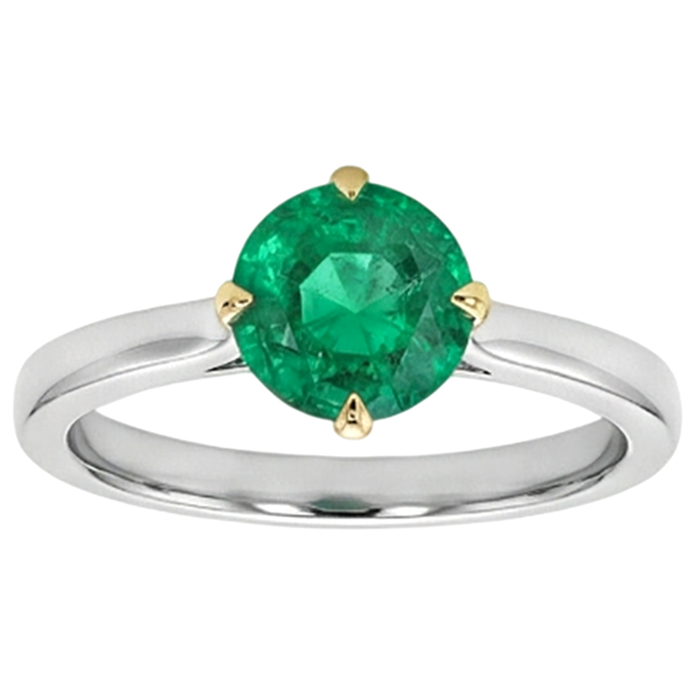Farbstein-Ring Bicolor 14K Gold mit Edler Smaragd – Schrägansicht