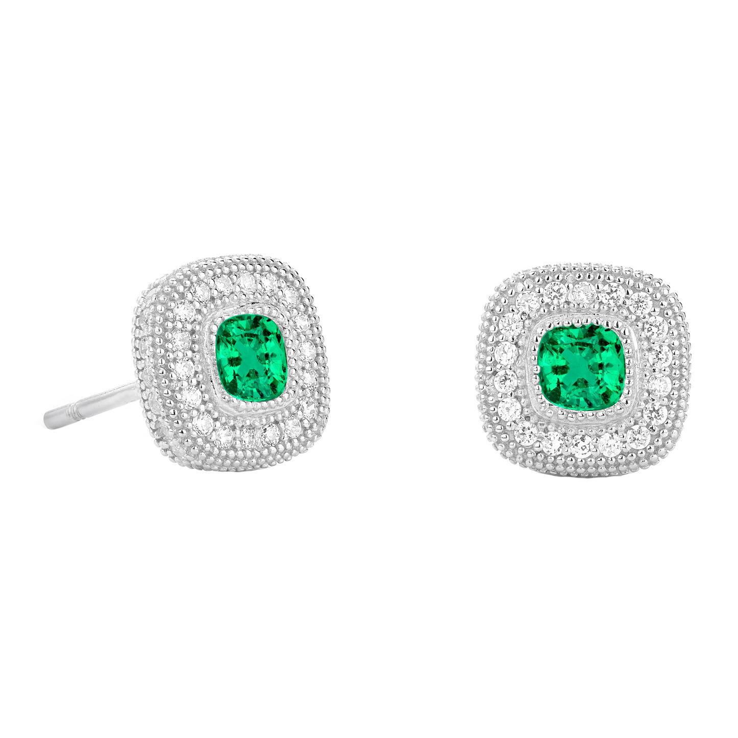 Gemstone Earring 14 Karat Weißgold mit Smaragd – Hauptansicht