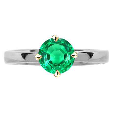 Rund-Brillant Edler Smaragd Ring in Bicolor 14K Gold – Hauptansicht