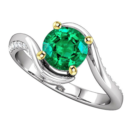 Brillantschliff Edler Smaragd Ring in 14 Karat Zweifarbig Gold – Hauptansicht