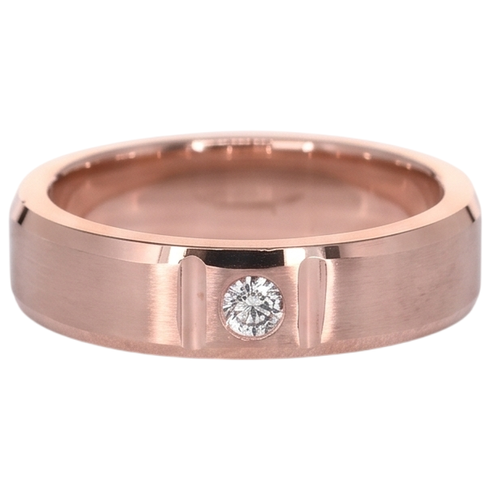 Zigeuner-Natürliche Diamant Herrenring Mit Satin-Finish, 0,25 Karat Roségold, 14 Karat