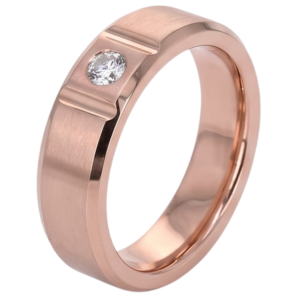 Zigeuner-Natürliche Diamant Herrenring Mit Satin-Finish, 0,25 Karat Roségold, 14 Karat