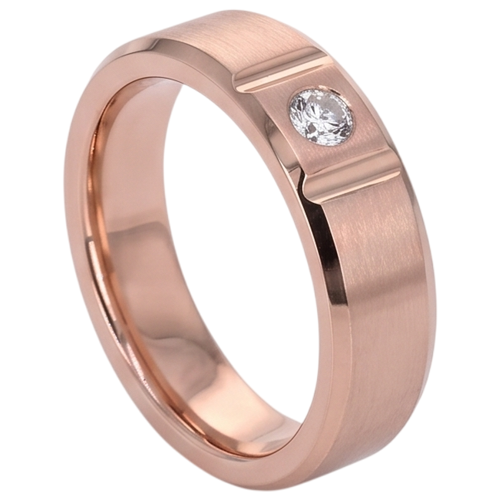 Zigeuner-Natürliche Diamant Herrenring Mit Satin-Finish, 0,25 Karat Roségold, 14 Karat
