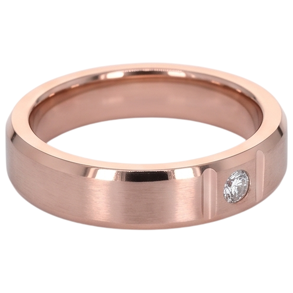 Zigeuner-Natürliche Diamant Herrenring Mit Satin-Finish, 0,25 Karat Roségold, 14 Karat