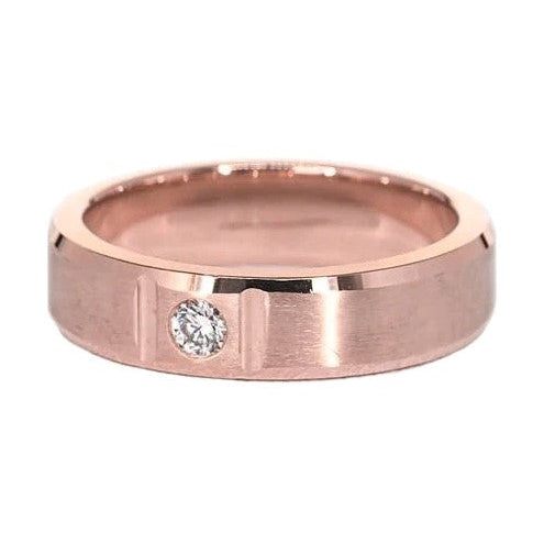 Zigeuner-Natürliche Diamant Herrenring Mit Satin-Finish, 0,25 Karat Roségold, 14 Karat