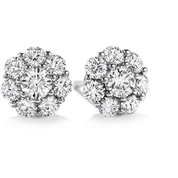 Zinken-Set Brillantschliff 4,80 Ct. Echt Diamanten Ohrstecker Halo Ohrringe 14K Wg