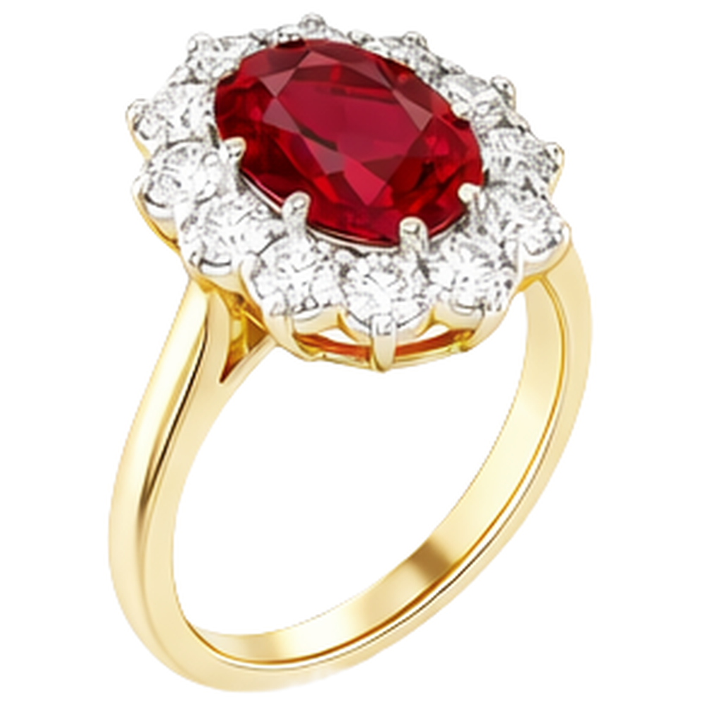 Zweifarbiger Gold 14K 4,75 Kt Roter Rubin Ring mit Diamanten Neu