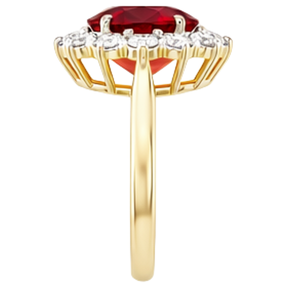 Zweifarbiger Gold 14K 4,75 Kt Roter Rubin Ring mit Diamanten Neu