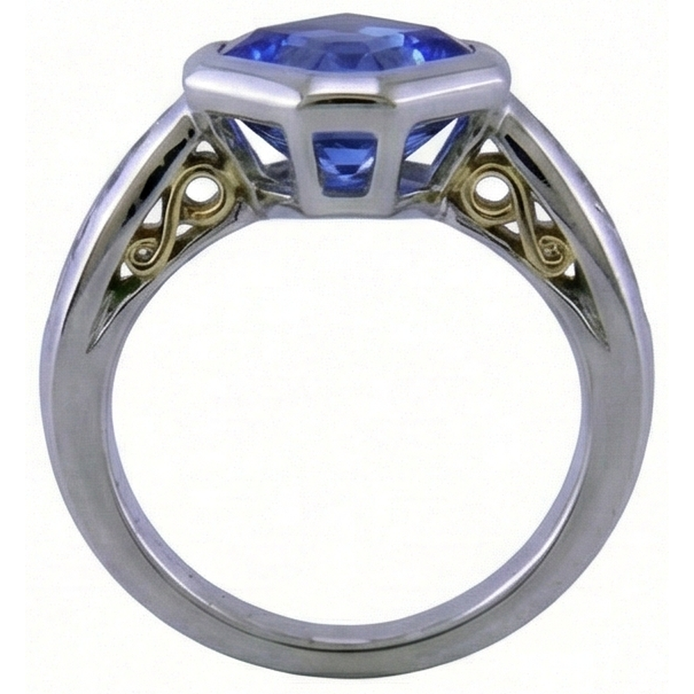 echter round tansanit 3.75Karat ring auf Weiß