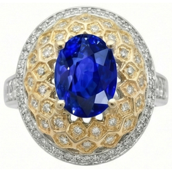 Zweifarbiger Goldring mit Saphirdiamanten aus Sri Lanka, 3,10 ct