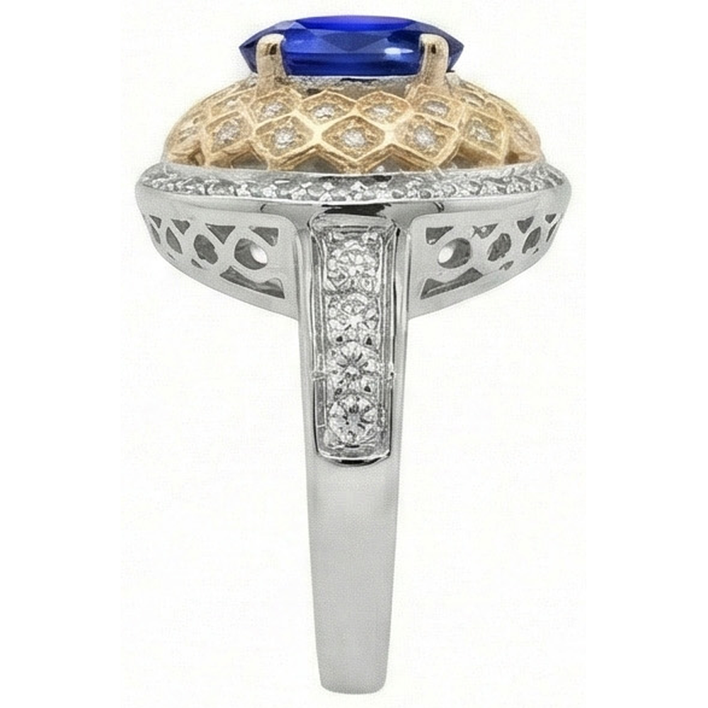 Zweifarbiger Goldring mit Saphirdiamanten aus Sri Lanka, 3,10 ct