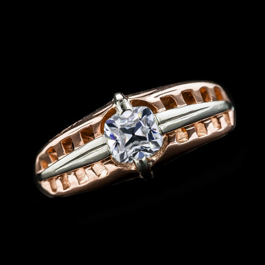 Zweifarbiger Kissen Solitaire Old Mine Cut Echt Diamantring 1,75 Karat