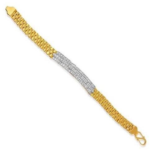 Zweifarbiges Gold 14K 3 Karat Echt Diamanten Herrenarmband Neu