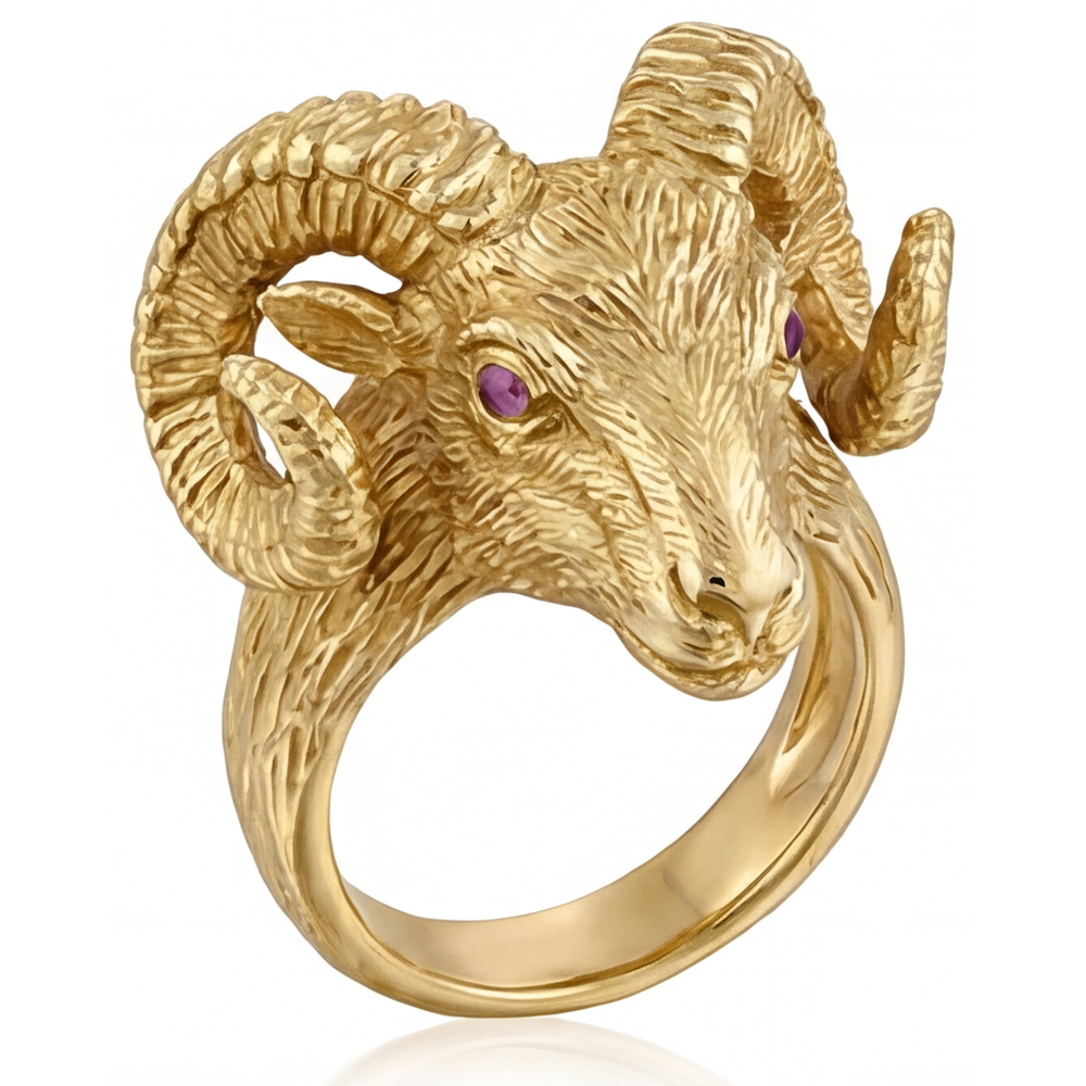 Brillantschliff Amethyst Ring in 14 Karat Gelbgold – Frontansicht