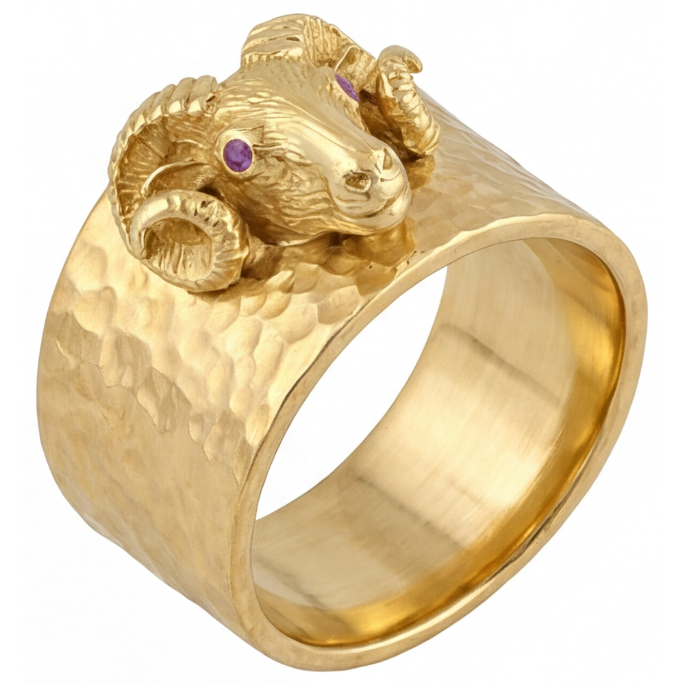 Rund-Brillant Amethyst Ring in 14K Gelbgold – Seitenansicht