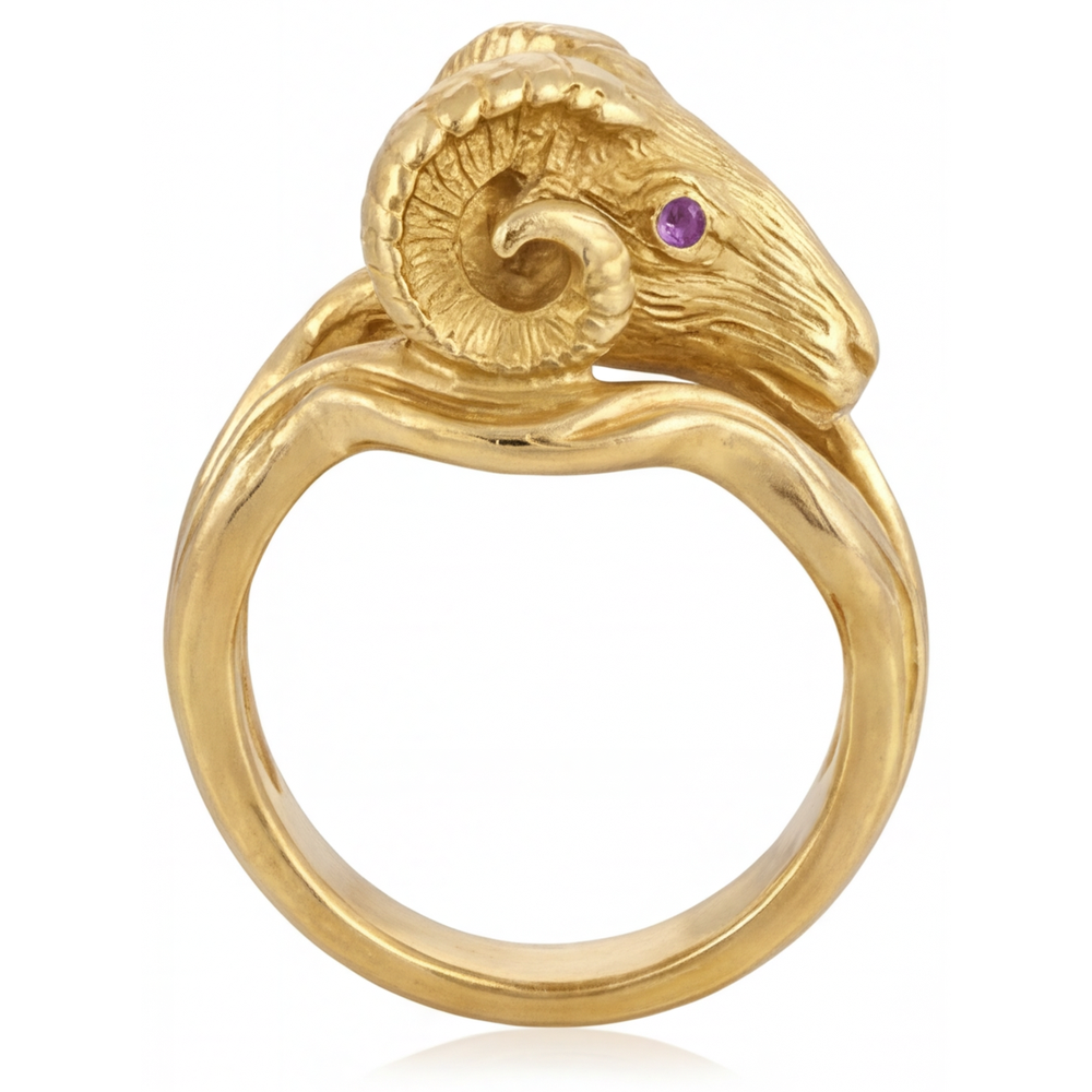 Natürlicher Amethyst Schmuckstein-Ring – Seitenansicht
