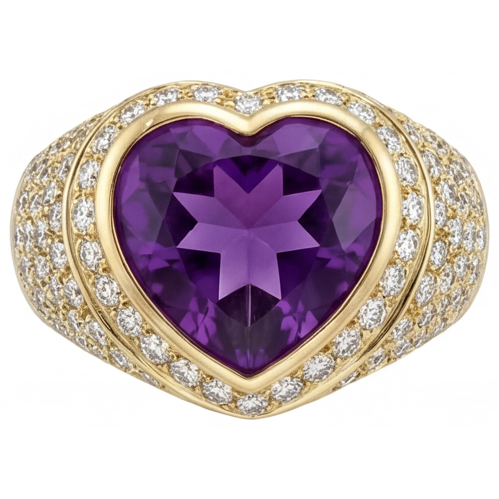 Schmuckstein-Ring 14 Karat Gelbgold mit Amethyst – Hauptansicht
