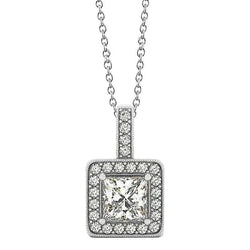 1.50 Karat Princess Echt Diamond Anhänger Halskette WG 14K Ohne Kette