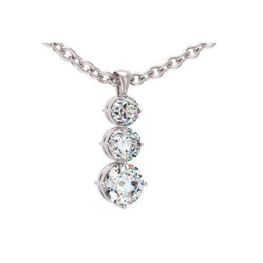 2.25 Karat Brillantschliff Echte Diamant Anhänger Halskette Weißgold 14K