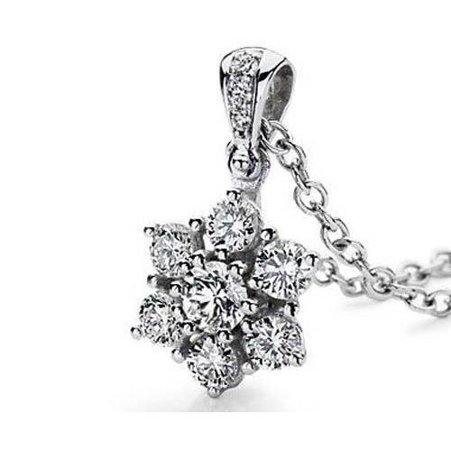 4 Karat Krappenfassung Mit Rundem Natürliche Diamant-Halskettenanhänger