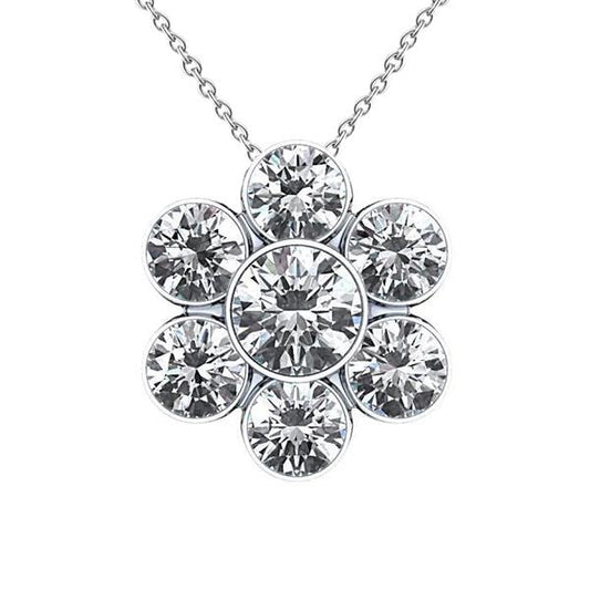 6 Karat Runder Natürliche Diamant-Halsketten-Anhänger Weißgold 14K