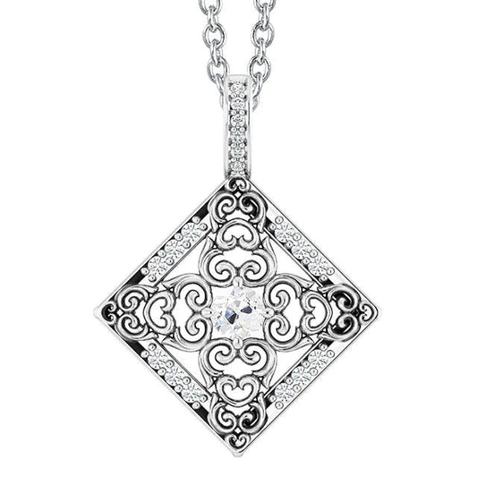 Antik-Stil Natürliche Diamant-Anhänger Altschliff Mit Öse Krappen 1.50 Karat