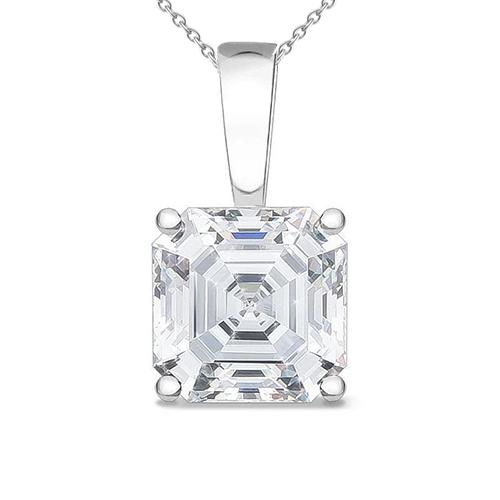 Asscher Cut Damen Solitär Natürliche Diamant Anhänger 2 Karat Weißgold 14K