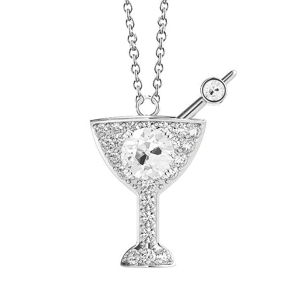 Echt Diamant-Anhänger in Cocktail-Form, Rund, Alter Schliff, 2.50 Karat, 14K