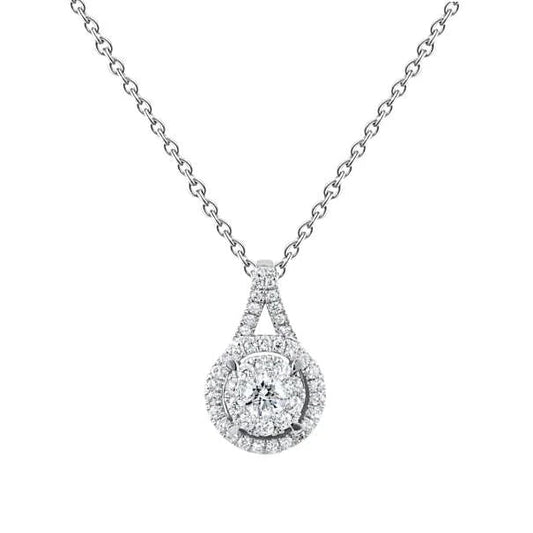 Echt Diamant-Halskette Mit Kettenkranfassung 2 Karat WG 14K