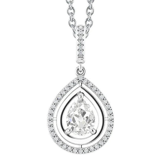 Echte Diamant-Anhänger Rund & Birne Old Miner Prong Set 3 Karat