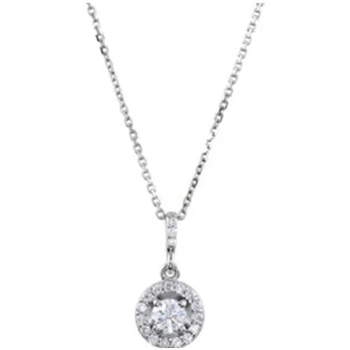 Echte Diamantanhänger oder Halskette im Halo-Stil 1.16 Karat 14 Karat Weißgold