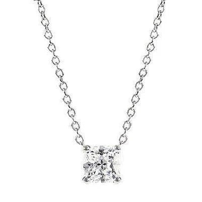 Funkelnde 2.5 Karat Weißgold Halskette Mit Echt Diamant-Anhänger im Prinzessin-Schliff