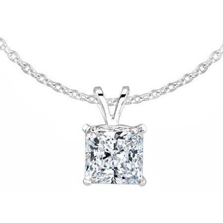 Funkelnder Prinzessin-Schliff-Natürliche Diamant-Halsketten-Anhänger 2 Ct. Weißgold 14K