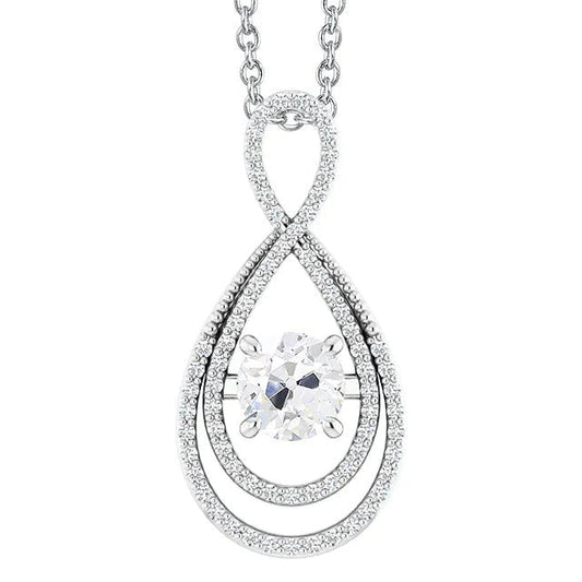 Gold 14K Altschliff-Echt Diamant-Anhänger Mit Kette 3 Karat Infinity-Stil