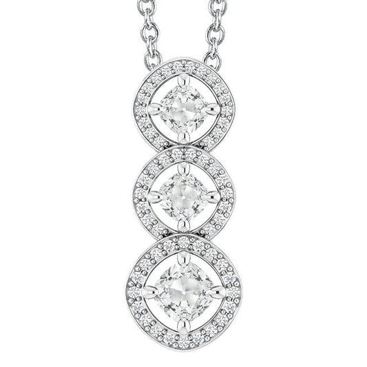 Gold 14K Natürliche Diamant Drei Stein Kreis Anhänger Kissen Old Miner 5 Karat