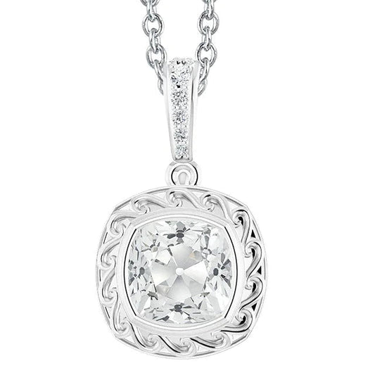 Gold 14K Quadratischer Natürliche Diamant-Anhänger, Kissen, Alte Schliff-Lünette, 6 Karat