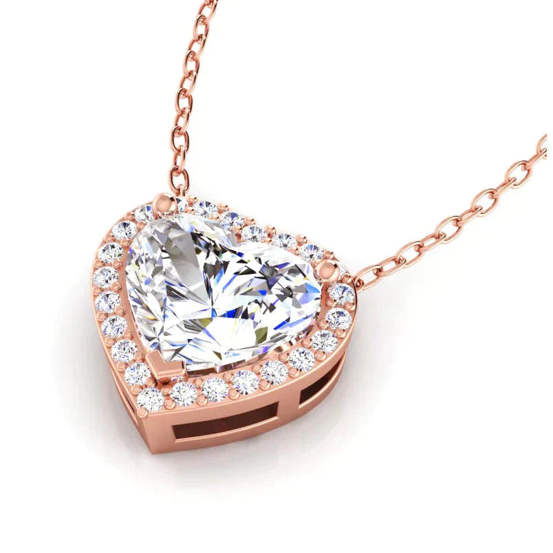 Herzförmige Echte Diamant-Halskette