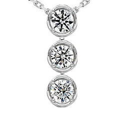 Jubiläum Schmuck Halskette Mit 3 Steinen Und Rundem Natürliche Diamant Anhänger 2.25 Karat