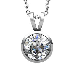 Lünette Set 4 Karat Runde Natürliche Diamant-Halskette Mit Brillantschliff