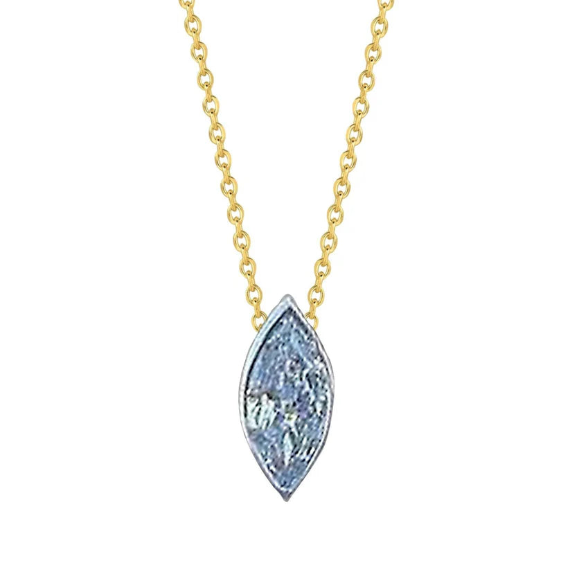 Marquise-Schliff 1,5 Karat Echte Diamant-Anhänger-Halskette in Zargenfassung Gold