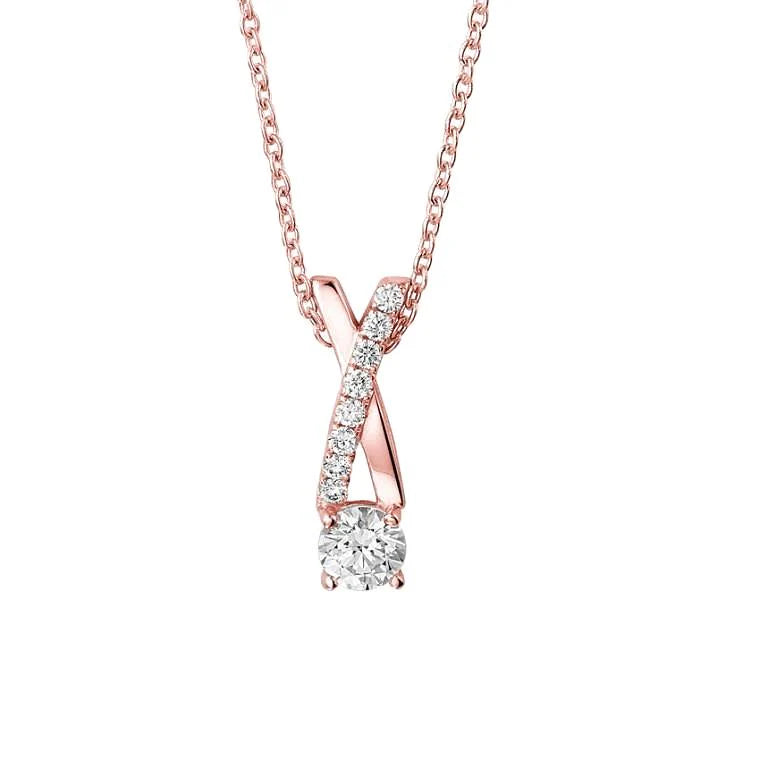 Natürliche Diamant-Anhänger-Halskette Mit Kette 1,85 Karat Neu Roségold 14K