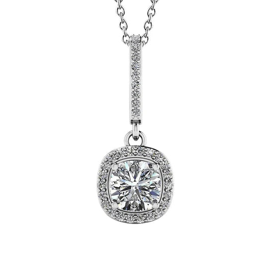 Natürliche Diamant im Kissenschliff Ravishing Drop Anhänger Halskette 4.31 Karat WG 14K