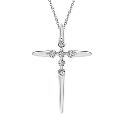 Natürliche Diamant-Kreuz-Anhänger-Halskette 2,10 Ct. Weißgold 14K Damenschmuck