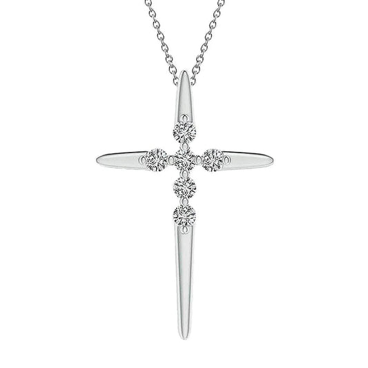 Natürliche Diamant-Kreuz-Anhänger-Halskette 2,10 Ct. Weißgold 14K Damenschmuck